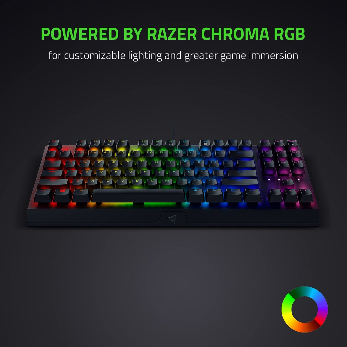 Razer BlackWidow V3 TKL Mechanical Gaming Keyboard - Green Switches, Chroma RGB, Compact, Classic Black, Model RZ03-03490200-R3U1