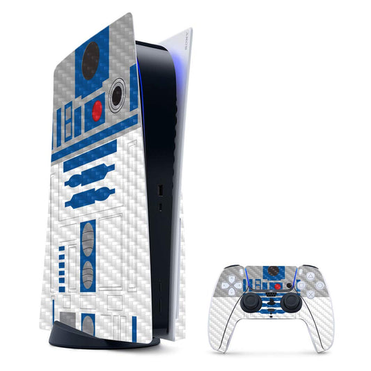 MightySkins Carbon Fiber Gaming Skin for PS5 / Playstation 5 Bundle - Cyber Bot | Durable Textured Carbon Fiber Finish | Easy to Apply and Change Style | Made in The USA
