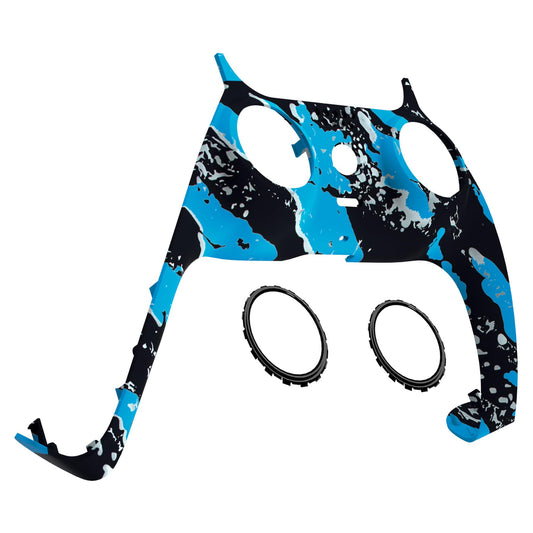 eXtremeRate Blue Coating Splash Decorative Trim Shell Compatible with p s 5 Controller  DIY Replacement Clip Shell  Custom Plates Cover Compatible with p s 5 Controller with Accent Rings