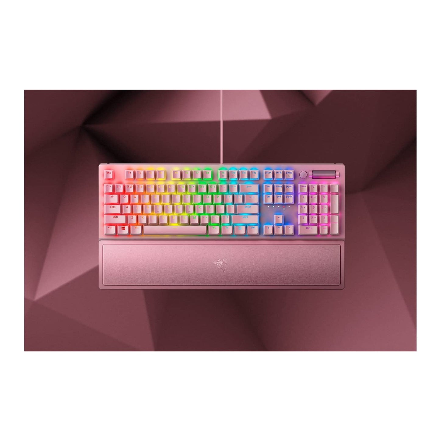 Razer BlackWidow V3 Gaming Keyboard - Mechanical Green Switch, RGB Lighting, Quartz Pink (Renewed)