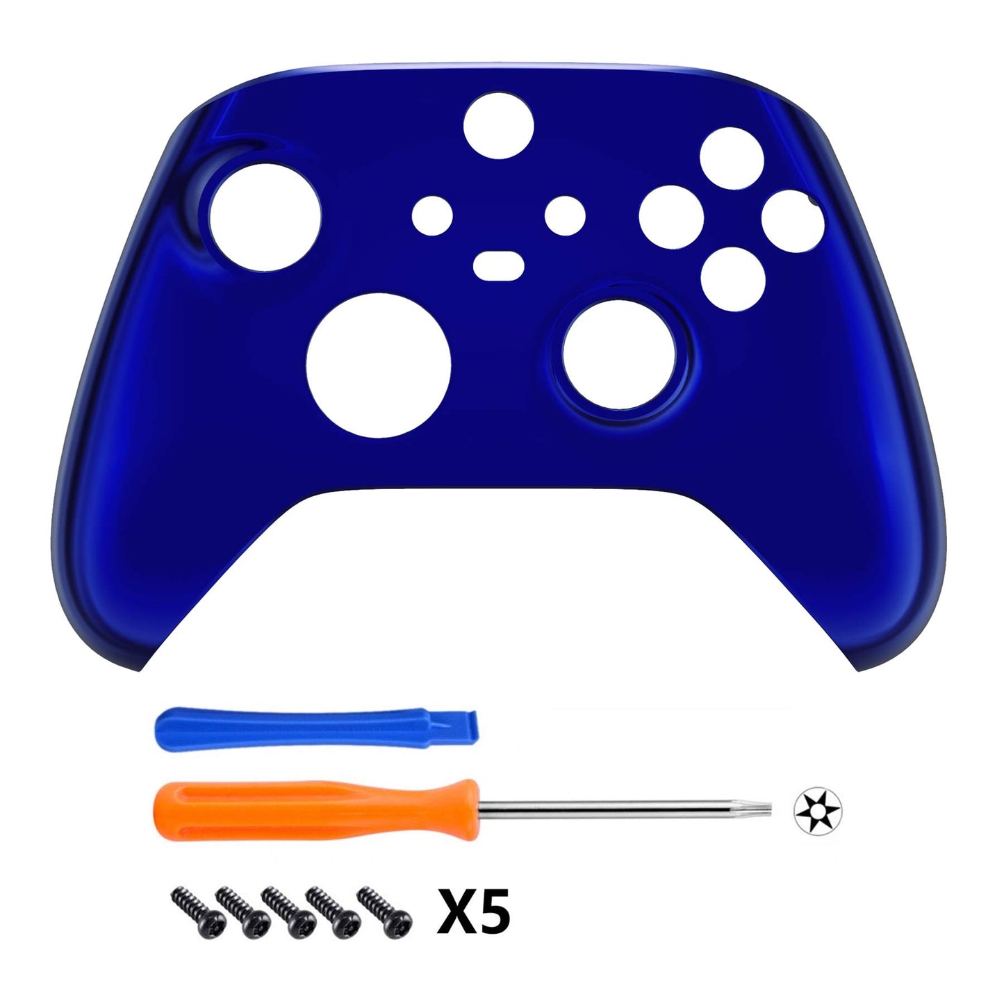 eXtremeRate Custom Shell for Xbox Controller - Chrome Blue Faceplate - Model FX3D404