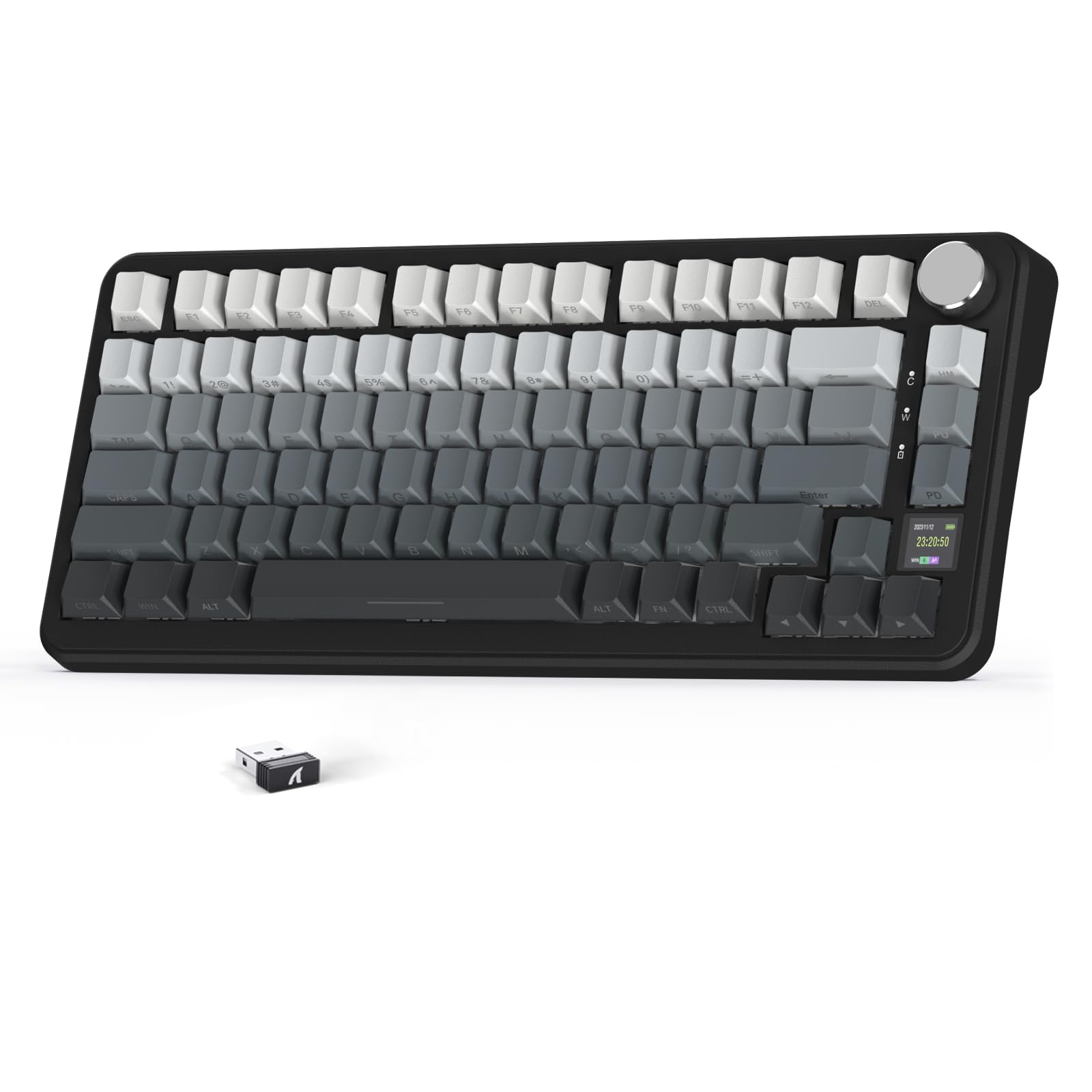 ATTACK SHARK X85 Pro Wireless Mechanical Gaming Keyboard with TFT Screen & Knob Hot-Swappable BT5.1/2.4Ghz/USB-C RGB Backlit Gasket Mount Gradient Side-Print PBT Keycaps for Win/PC/MAC-Moon Night