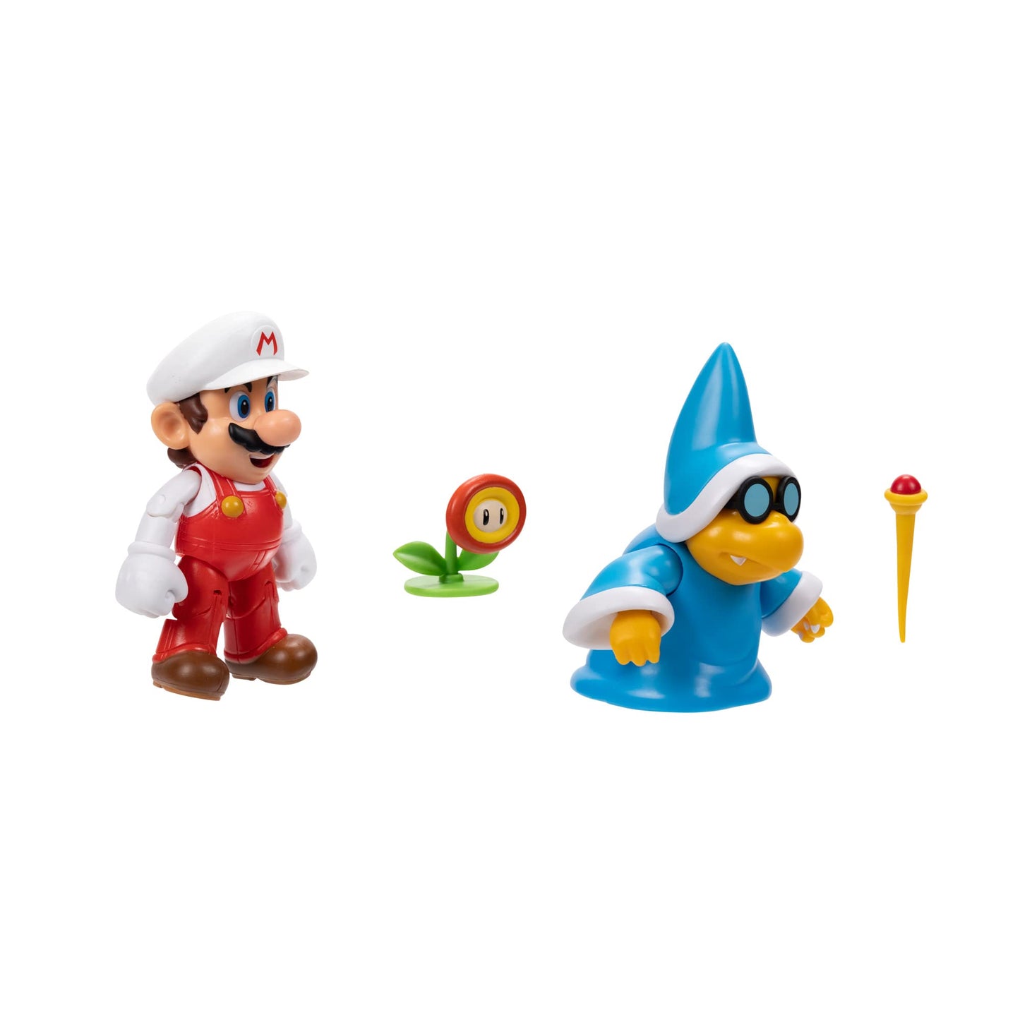 Super Mario 4" Action Figure 2 Pack - Fire Mario Vs. Magikoopa, Model 410634, 2 Piece Assortment