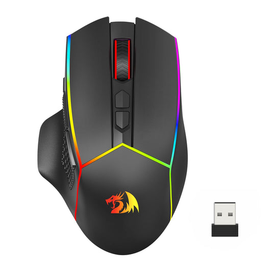 Redragon Wireless Gaming Mouse  Tri-Mode 2.4G/USB-C/Bluetooth Ergonomic Mouse Gaming  8000 DPI  RGB Backlit  Fully Programmable  Rechargeable Wireless Computer Mouse for Laptop PC Mac  M814