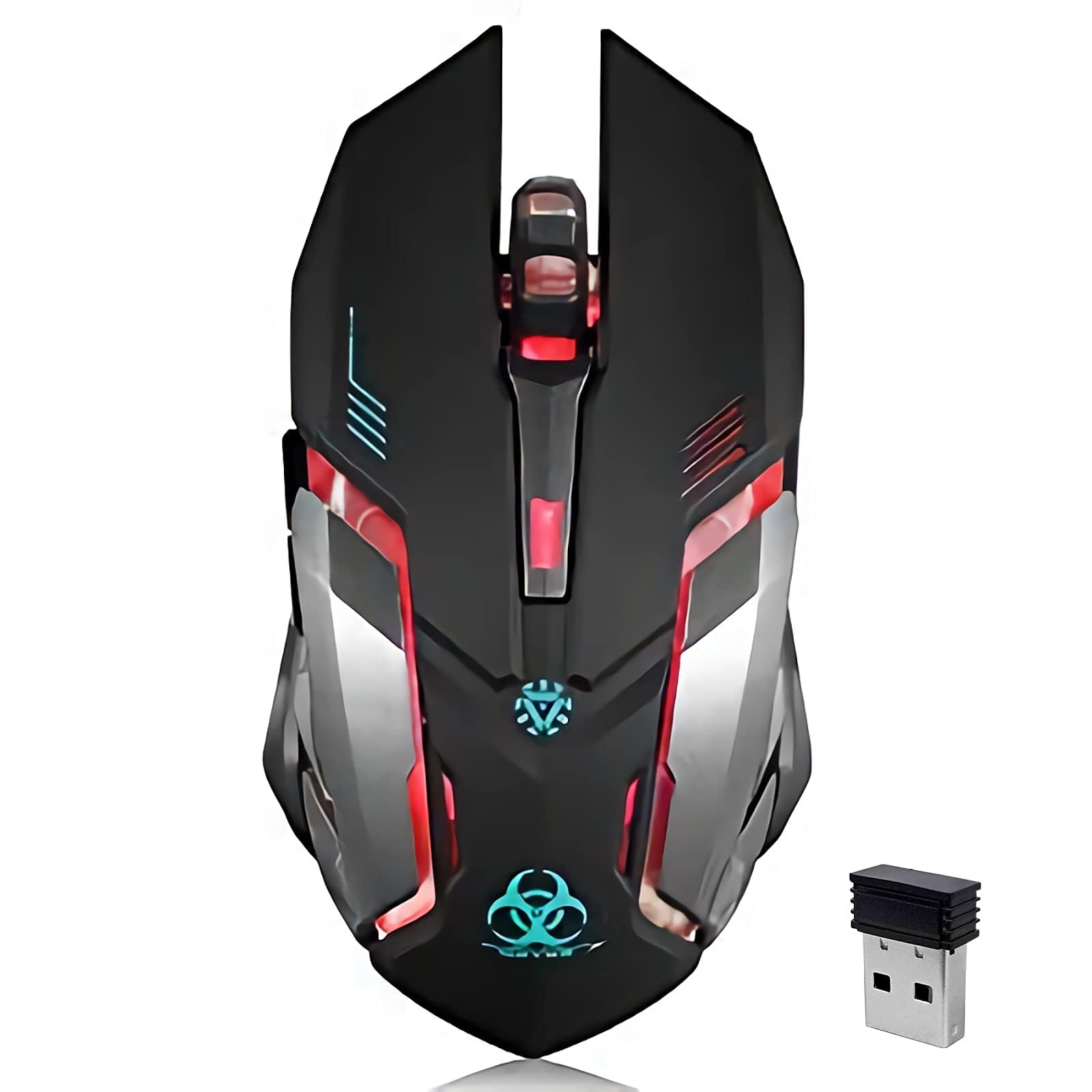 VEGCOO Wireless Gaming Mouse C9BK, Rechargeable, Silent Click, LED Lights, Black