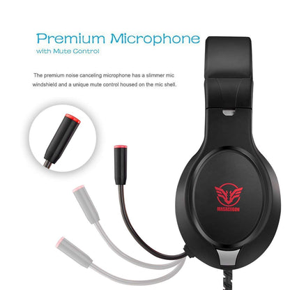 MASACEGON Gaming Headset - Noise Cancelling, Bass Surround, Flexible Mic, 3.5mm Wired, Over-Ear for Nintendo Switch, Xbox, PS4/PS5 - Red