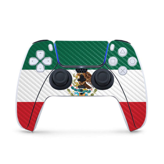 MightySkins Carbon Fiber Gaming Skin for PS5 / PlayStation 5 Controller - Mexican Flag | Durable Textured Carbon Fiber Finish | Easy to Apply and Change Style | Made in The USA