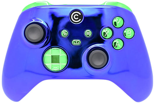 Custom Controllerzz Designer Series Wireless Controller for Xbox & PC - Blue Chrome & Green Chrome Inserts