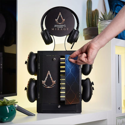 Numskull Assassins Creed Gaming Accessory Locker – Holds 10 Games, 4 Controllers, Headset – Compact Durable Organizer, Model NS4288