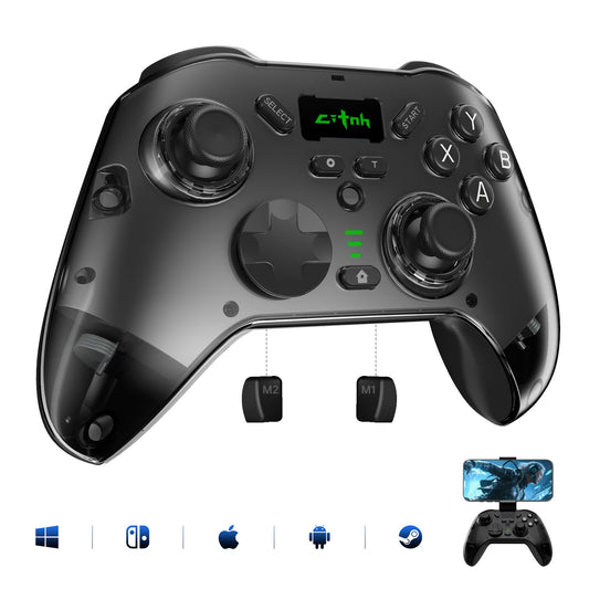 hosowe Wireless Mobile Gaming Controller Compatible for PC/Switch/Android/iOS  Interactive Screen PC Controller with Programmable  Hall Effect Joysticks&Triggers  Vibration  Motion Control (Black)