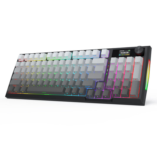 Redragon Wireless Mechanical Keyboard, Gasket RGB Gaming Keyboard with Screen & Knob, Tri-Mode BT5.0/2.4G/USB-C, 95 Keys Hot Swa