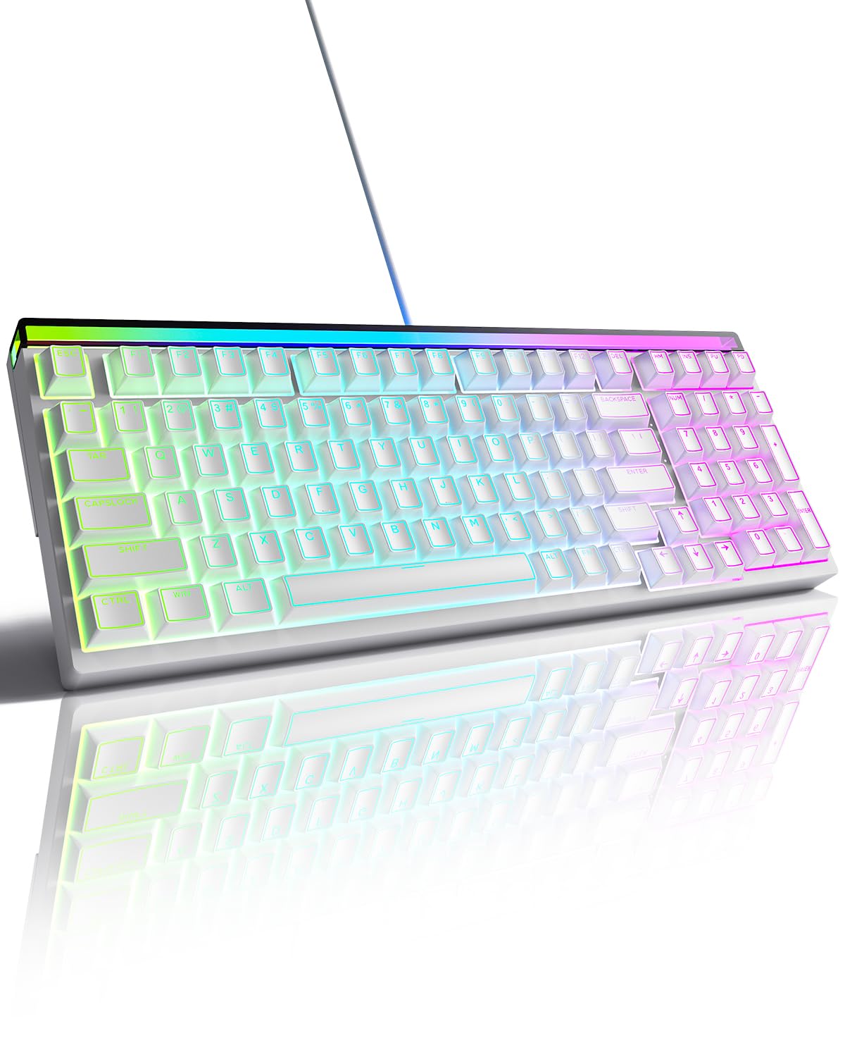 ZORNHER ZH99HE 98% Rapid Trigger Magnetic Keyboard Wired White Gaming Keyboard with Number Pad RGB Backlit Light Box Adjustable Actuation Rapid Trigger Mode Magnetic Switch