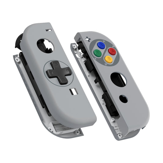 eXtremeRate SFC SNES Classic EU Style Joycon Handheld Controller Housing (D-Pad Version) Colorful Buttons, Replacement Shell Cas