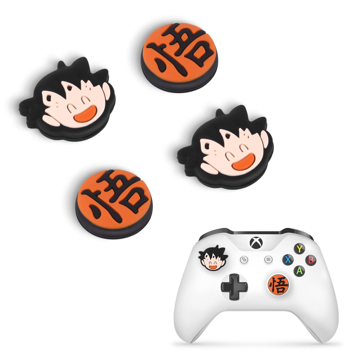DLseego Kakarotto 4PCS Thumb Grips Caps for Xbox One PS5 PlayStation4 DualSense Switch Pro Wireless Controller Steam Deck  Soft Silicone Anti-Slip Button Caps Japanese Cartoon 3D Joystick Cover