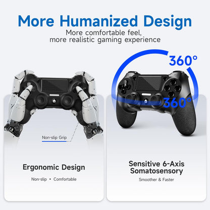 AceGamer Wireless Controller 2 Pack for P4 - Midnight Black, Non-Slip Grip, Includes 2 USB-C Cables