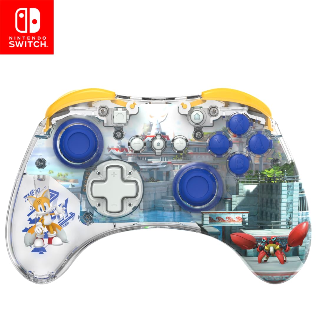 PDP REALMz Wireless Pro Controller for Nintendo Switch - Customizable LED, 40HR Battery, 30FT Connection, Tails Seaside Hill Zone