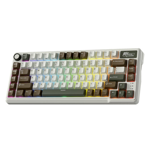 RK ROYAL KLUDGE L75 Gasket Mount Mechanical Keyboard w/Knob/Macro Keys & Touchable Nameplate  Tri-Mode 75% TKL Wireless Keyboard BT/2.4G/USB-C  Hot Swappable  Pro Software  Massive 8000mAh Battery