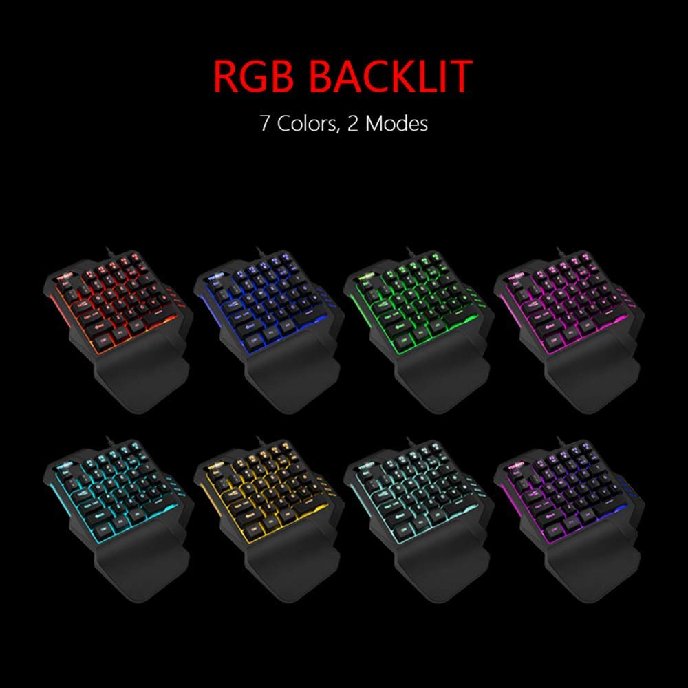 RedThunder G30 One-Handed Gaming Keyboard, RGB Backlit, Ergonomic 35 Keys Mini Gaming Keypad for PC Gamers