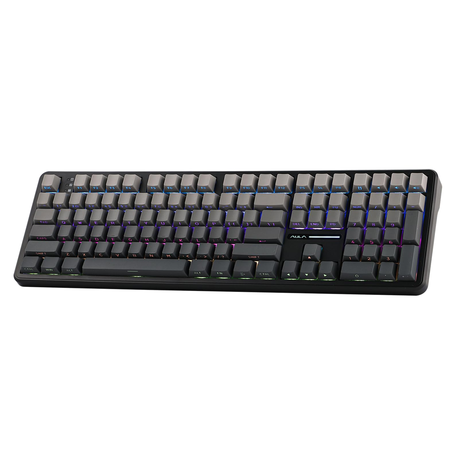 Ematerial nameAKER Aula F108 Wireless Gaming Keyboard  Full Size Mechanical Keyboard with 4000mAh Battery  108 Hot-Swappable and Programmable Keys  RGB Backlight  for Mac/PC/Android (Black Gradient)