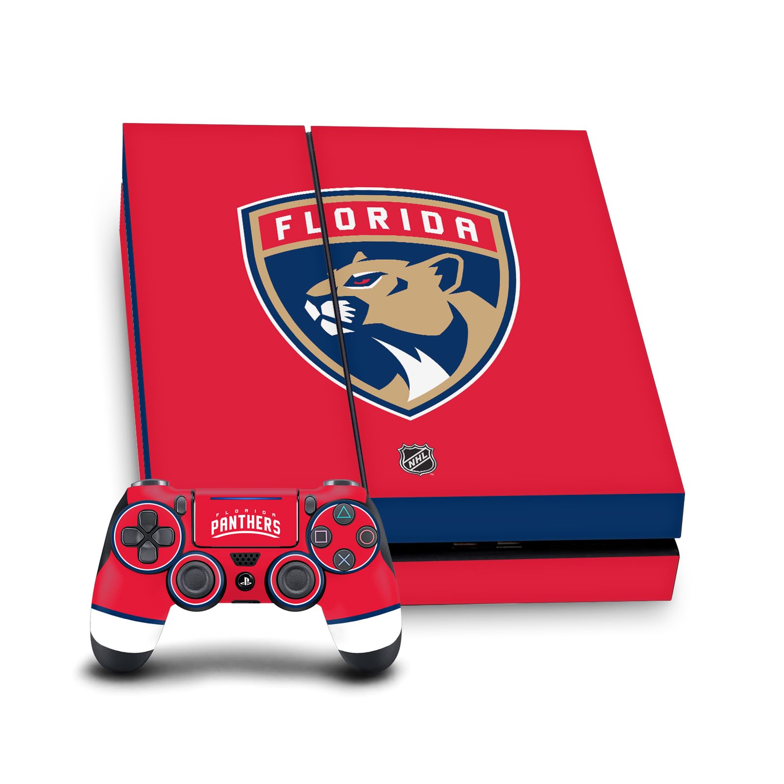 Head Case Designs Officially Licensed NHL Plain Florida Panthers Vinyl Sticker Gaming Skin Decal Cover Compatible With Sony PlayStation 4 PS4 Console and DualShock 4 Controller Bundle