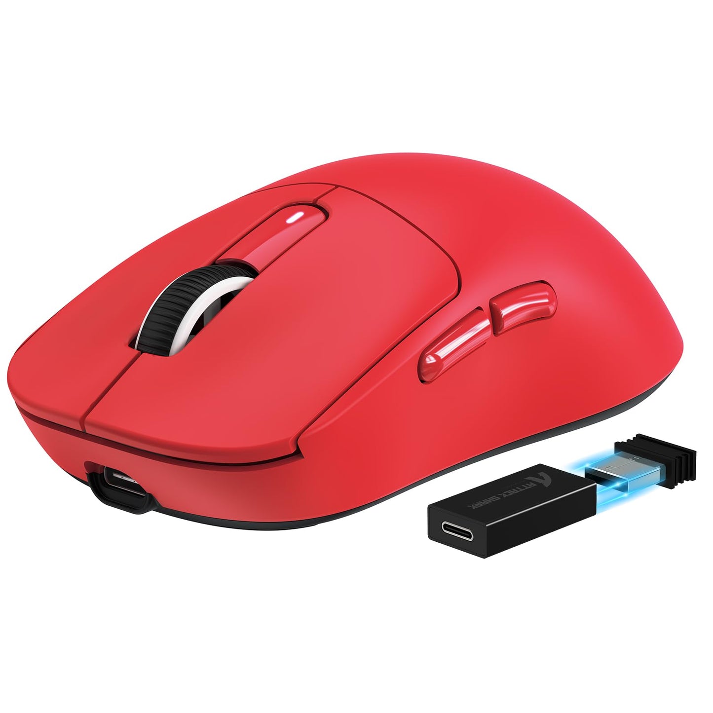 ATTACK SHARK X3PRO 4K/8K Lightweight Wireless Gaming Mouse with Tri-Mode(Wired/2.4GHz/BT) PAW3395 Optical Sensor 26K DPI Kailh GM8.0 Switch Long Battery 7 Buttons for PC/Laptop/Win/Mac(Red)