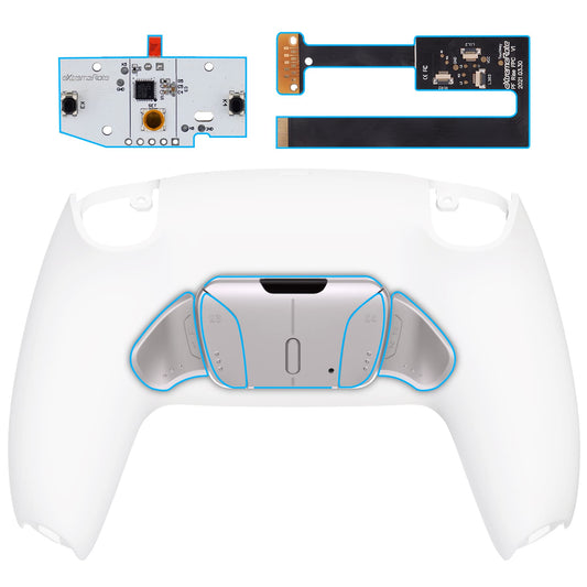 eXtremeRate White Programmable Real Metal Buttons (RMB) Version RISE4 Remap Kit for PS5 Controller BDM 010 & BDM 020  Upgrade Board & Redesigned Back Shell & 4 Back Buttons for PS5 Controller
