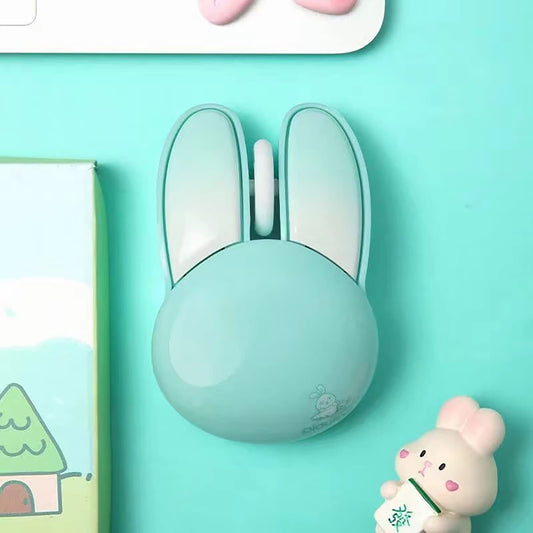 Lomiluskr Wireless Cute Bunny Mouse, 2.4G Soundless Design, Lightweight, Blue Bunny, Model 829 for Kids and Girls