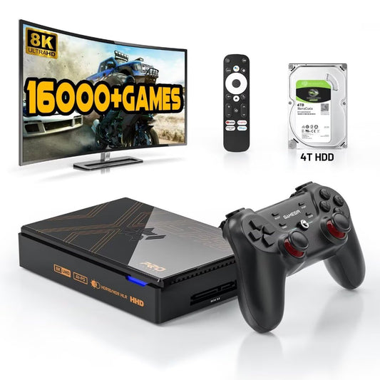 Kinhank Super Console X5 PRO Retro Game Console with 16000+Games Android 12.0 OS Emulator Console Compatible with Most Emulators 8K UHD Output WI-FI 6 BT 5.0 AV1 Gigabit Ethernet Wireless Controller