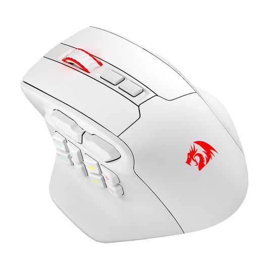 Redragon M811 PRO Wireless MMO Gaming Mouse - 15 Programmable Buttons, RGB, Ergonomic Design, White, M811 Wireless Model