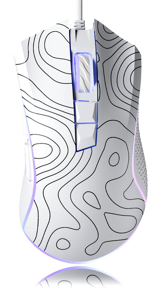 XVX G705 Wired Gaming Mouse  12000 DPI RGB Gaming Mouse with 12 Backlit Modes & 7 Macro Buttons  PC Gaming Mice Support DIY Keybinding  Mouse Gamer Computer Mouse for Laptop PC Mac Windows Topographic