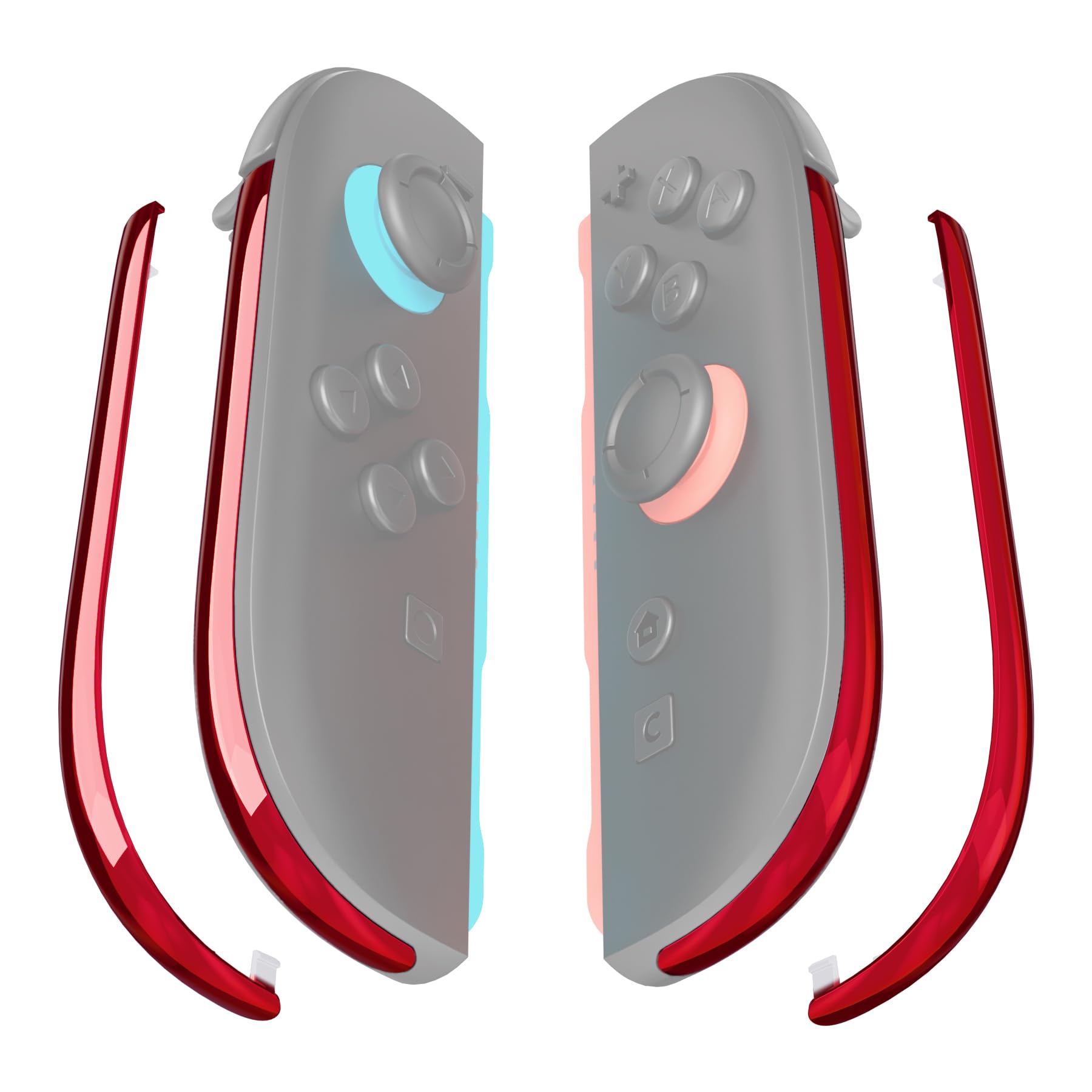 eXtremeRate Replacement Decorative Strips for Joycon 2  Custom DIY Decoration Strip Side Housing Trim Shell with Prying Stick for Nintendo Switch 2 Controller - Chrome Red