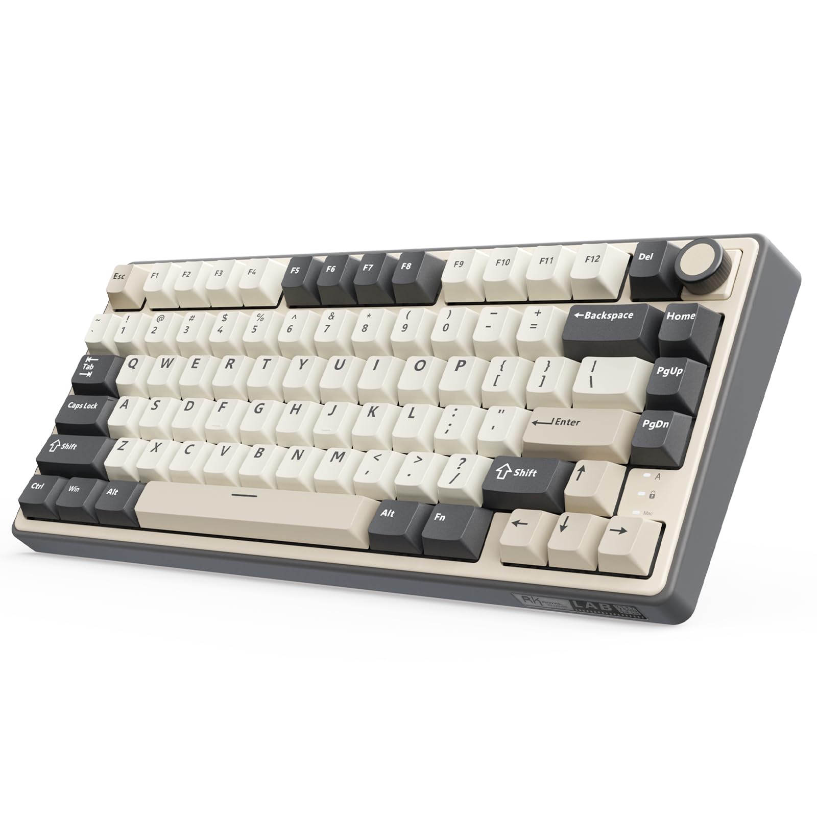 RK ROYAL KLUDGE R75 Wireless Mechanical Keyboard  75% Percent Custom Gaming Keyboard Gasket Mount RGB Backlit with Knob & PBT Keycaps  BT5.1/2.4GHz/USB-C  Hot Swappable Cream Switch  White