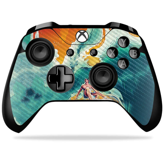 MightySkins Carbon Fiber Skin for Microsoft Xbox One X Controller - Acid Surf | Protective  Durable Textured Carbon Fiber Finish | Easy to Apply  Remove  and Change Styles | Made in The USA