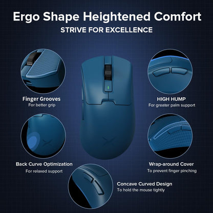 DeLUX M900PRO Wireless Gaming Mouse - 8000Hz Polling Rate, 26000DPI, Ergonomic Design, RGB Dock, Blue