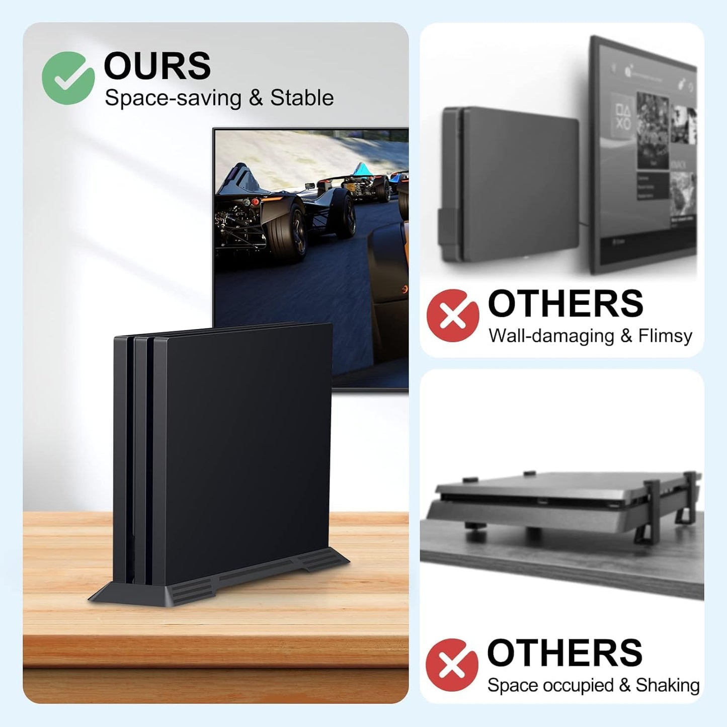 Younik Vertical Stand for P4 Pro - Built-in Cooling Vents, Non-Slip Base, Model YK-008, Black