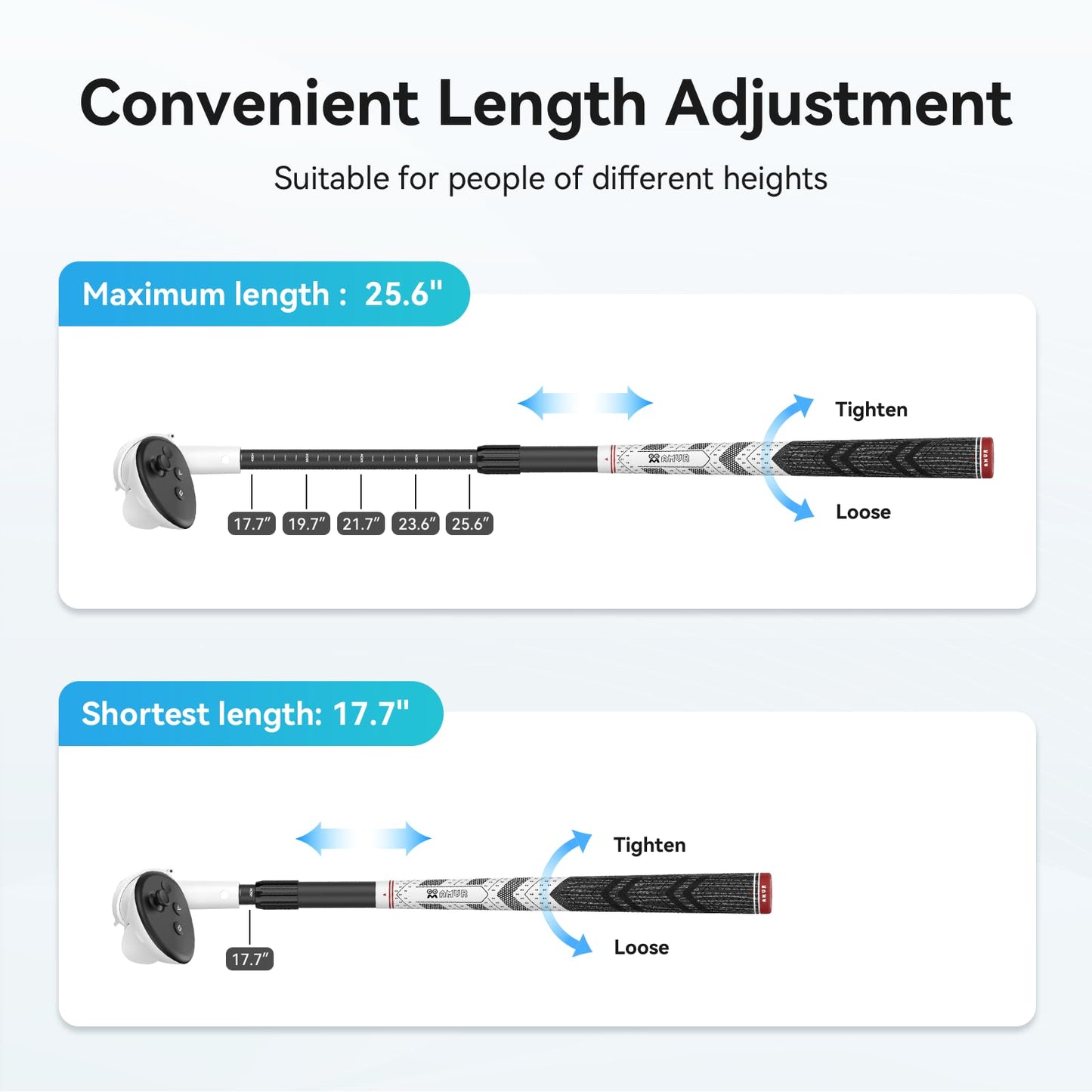 AMVR VR Golf Club Attachment for Meta/Oculus Quest 3, Adjustable, 80° Tracking, Non-Slip Grip, Black, Model d8efdf27