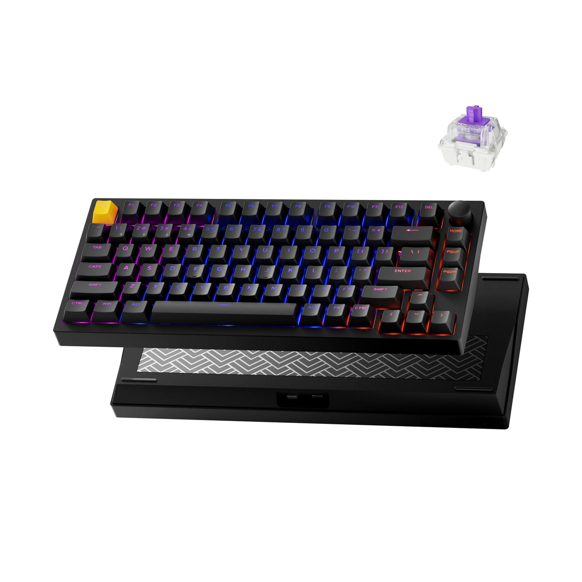 LEMOKEY P1 HE 75% Wireless Custom Mechanical Gaming Keyboard with Gateron Double-Rail Magnetic Switches Knob Version  QMK 2.4 GHz Bluetooth 5.2 RGB Backlight Compatible with Mac Windows Linux-White