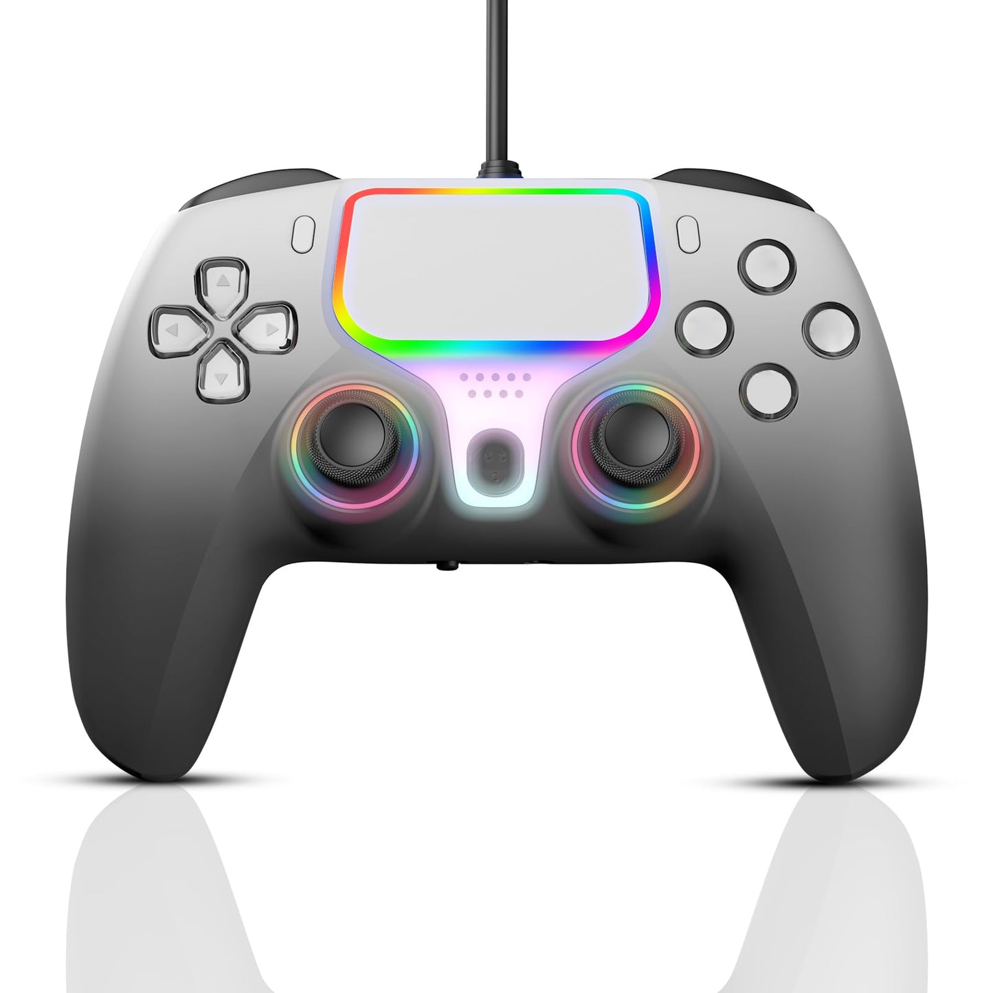 NBCP for PlayStation 5 Wired Game Controller Compatible With PS5  PS4 PC and Steam Gamepads Dual Vibration and Hall Effect Triggers 6-Axis Gyroscope Turbo Function and 3.5mm Headphone Jack(Gray)