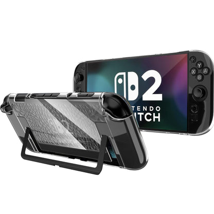 NINKI Transparent Case for Nintendo Switch 2 - Clear, Shockproof Hard PC + TPU Silicone, Kickstand, Protective Cover