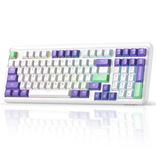 TECKNET Mechanical Gaming Keyboard Hot-Swappable with Sky Switches Tri-Mode Bluetooth/2.4GHz/USB-C Custom Creamy Keyboard 96% Compact Layout RGB Backlit Computer Keyboard for PC/Laptop/Mac (97 Keys)