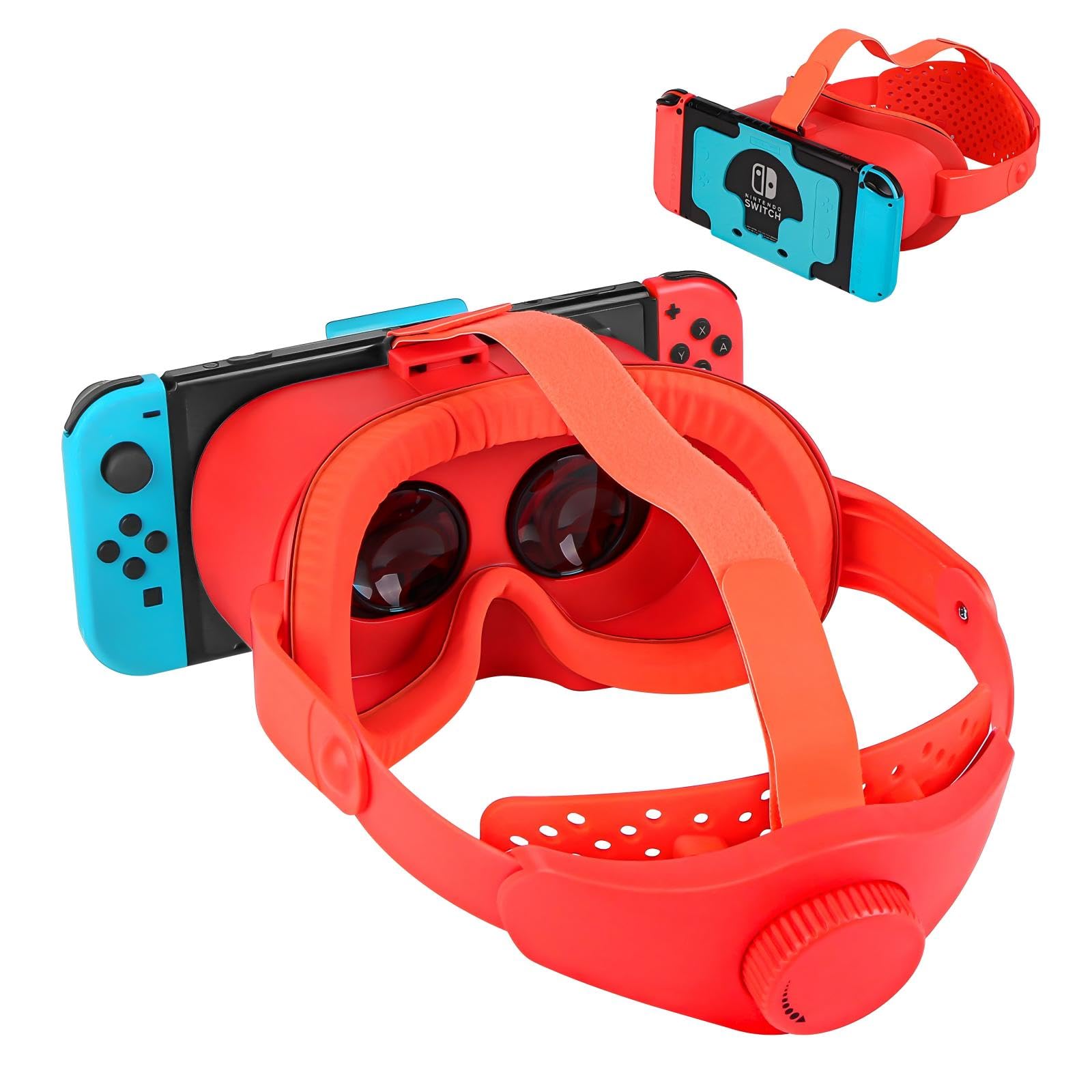 VR Headset Compatible with Nintendo Switch/Switch OLED  VR Glasses Accessories with Adjustable HD Lenses and Comfortable Head Strap  VR Labo Goggles Headset Accessories(Red & Blue)