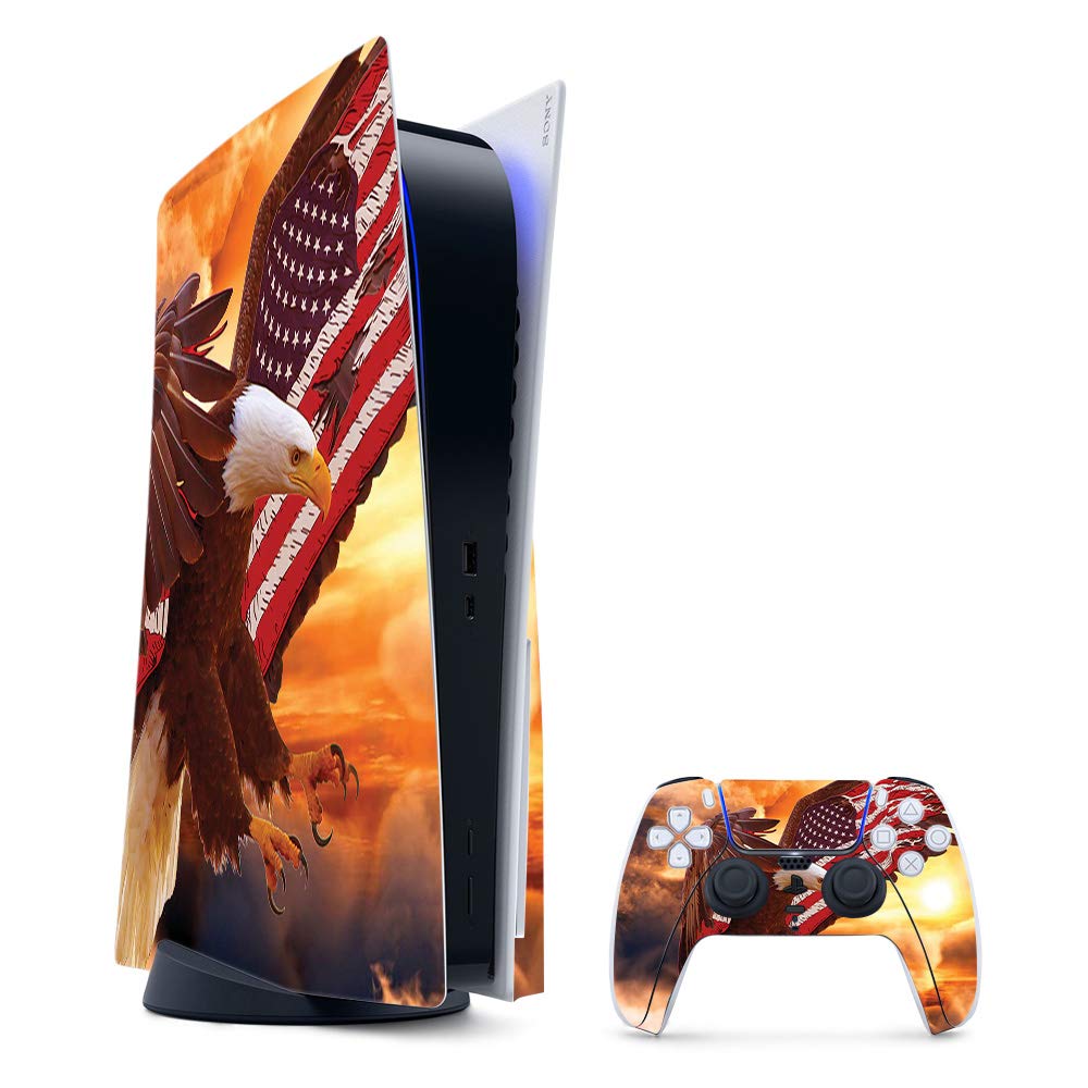 MightySkins Gaming Skin for PS5 / PlayStation 5 Bundle - Bald Eagle | Protective Viny wrap | Easy to Apply and Change Style | Made in The USA