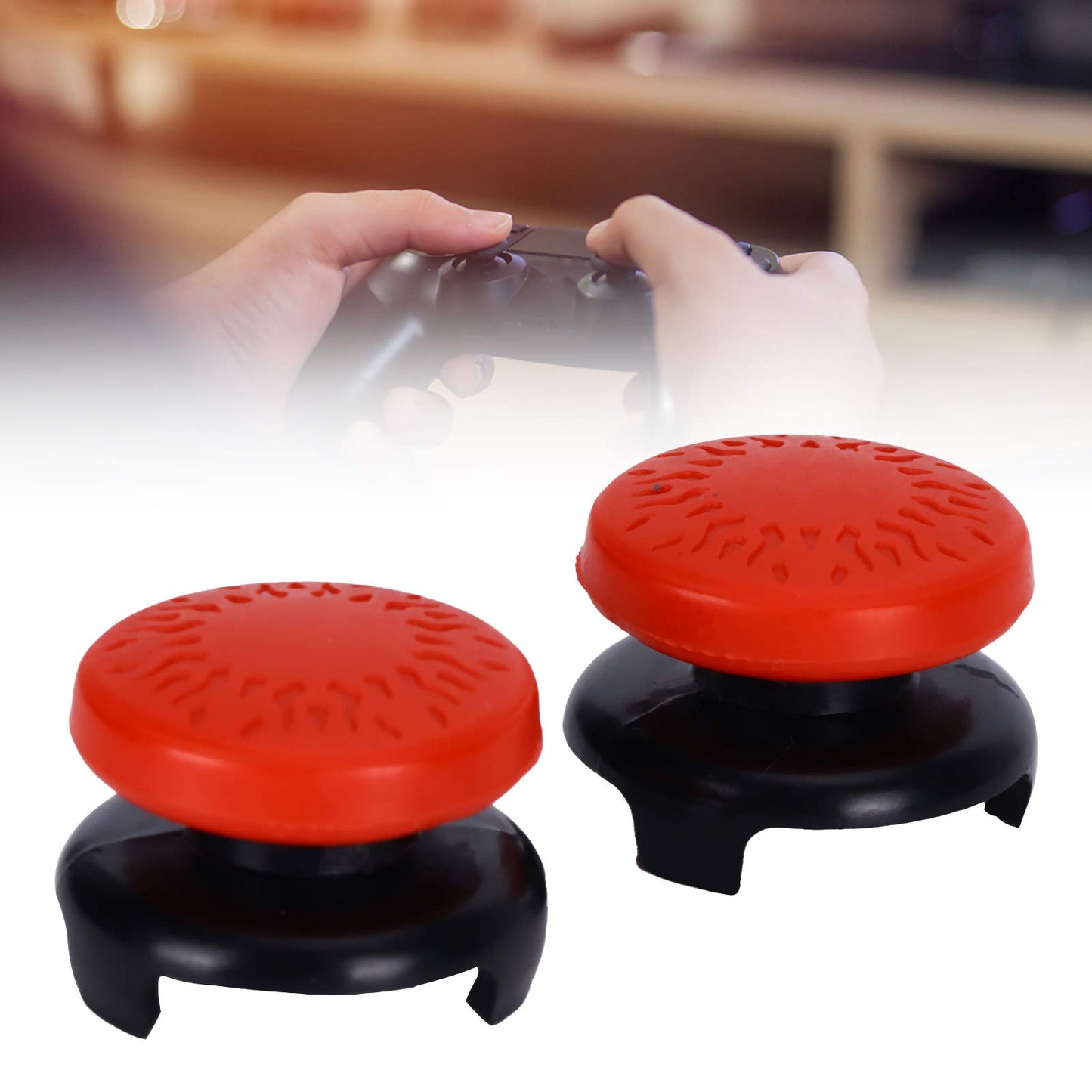 ASHATA 2Pcs Red Thumbstick Grip for PS5 Controller - Durable ABS Joystick Replacement, Model eboxer-1ab9gshfud6554-14
