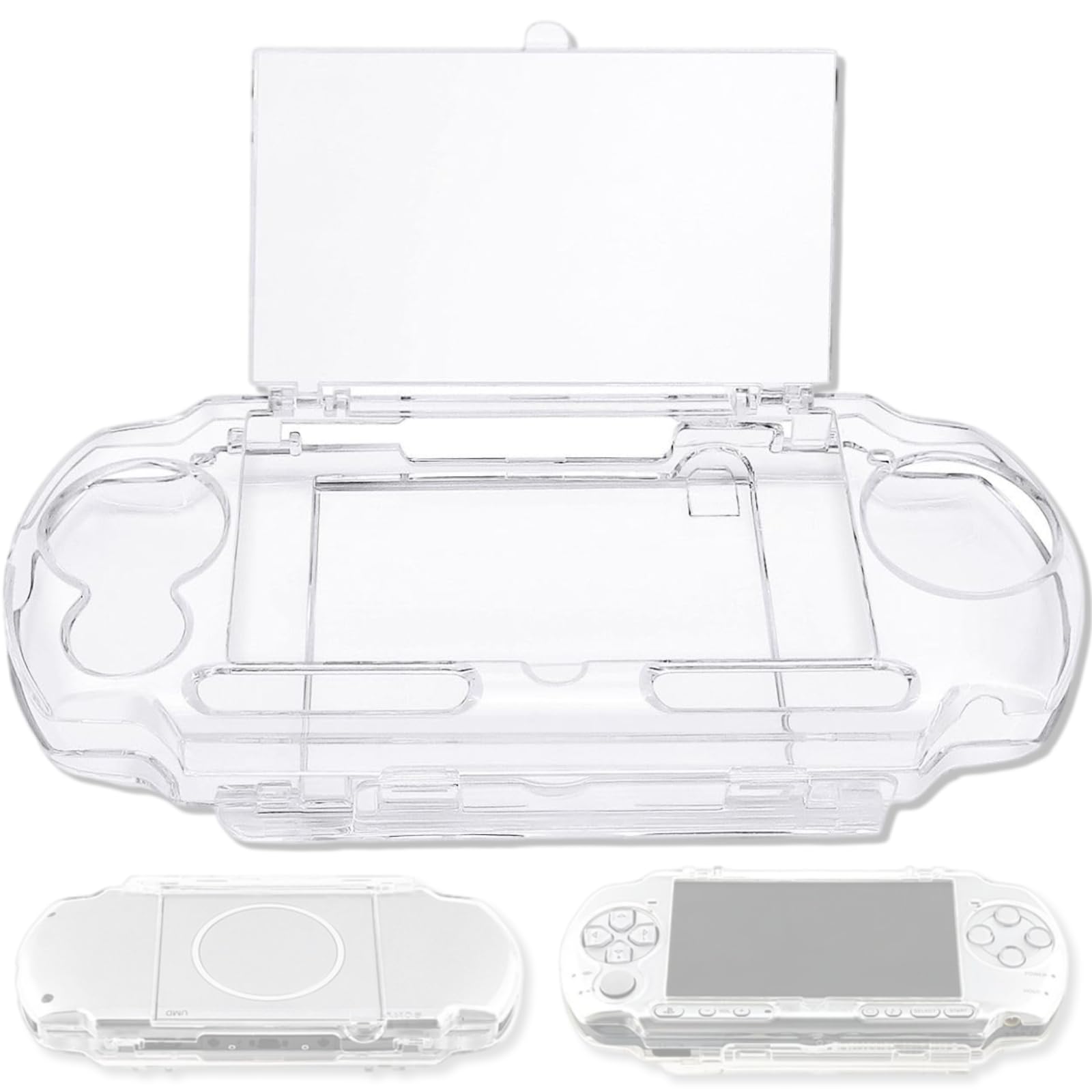Clear Full Hard Protective Shell for PSP 2000 3000 Series with Movie Bracket Light Transmission Anti Scratch and Shock Shockproof PC Material (for PSP 2000/3000 Series)