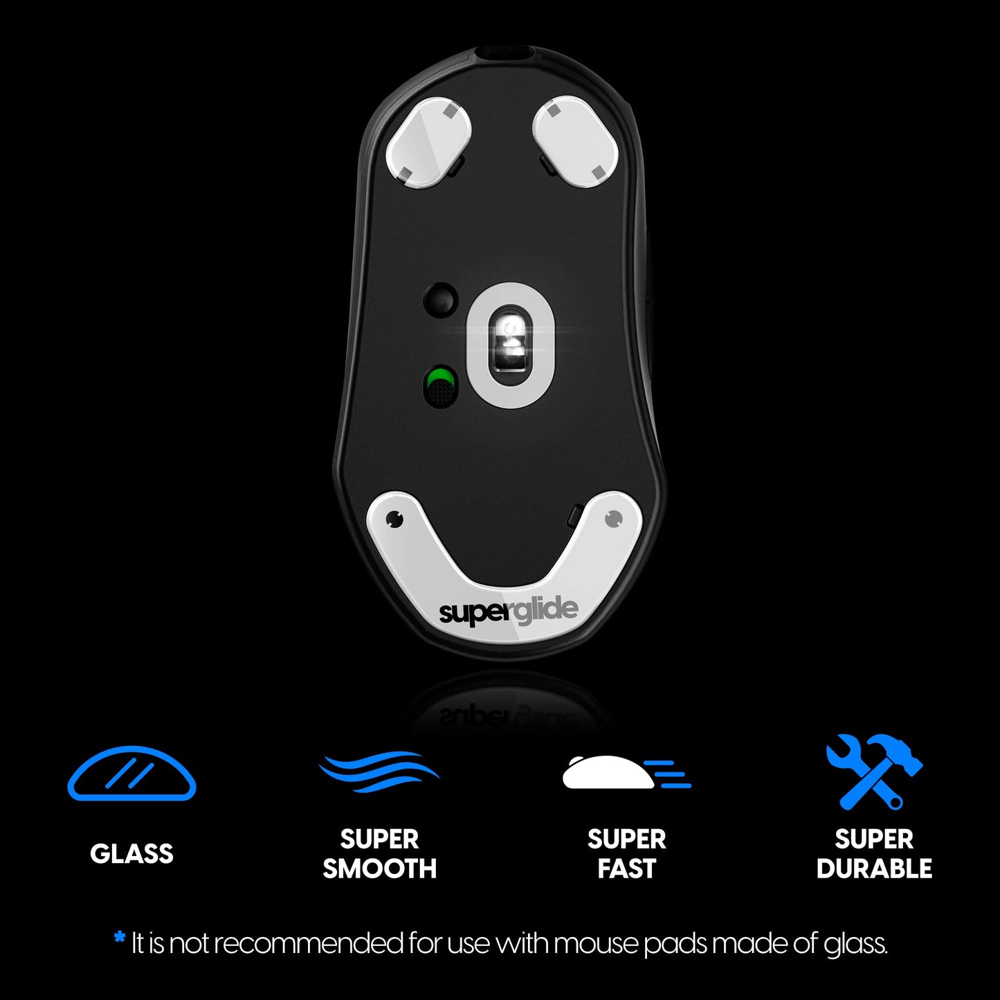 Pulsar Gaming Gears Superglide Mouse Feet - Ultra Strong Glass, Fast & Smooth, Model SPMSGW, White
