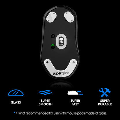 Pulsar Gaming Gears Superglide Mouse Feet - Ultra Strong Glass, Fast & Smooth, Model SPMSGW, White