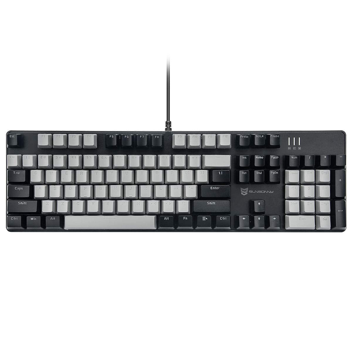 Merdia Mechanical Gaming Keyboard | Blue Switch | 104 Keys US Layout | Wired | Hot Swappable | Silent | Black & Grey