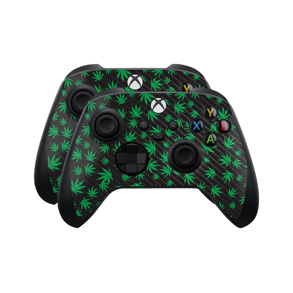 Carbon Fiber Skin Compatible with Microsoft Xbox Series X|S Controller (2 Pack) - Marijuana - Premium 3M Vinyl Protective Wrap Decal Cover - Easy to Apply | Crafted in The USA by MightySkins