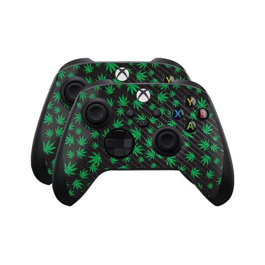 Carbon Fiber Skin Compatible with Microsoft Xbox Series X|S Controller (2 Pack) - Marijuana - Premium 3M Vinyl Protective Wrap Decal Cover - Easy to Apply | Crafted in The USA by MightySkins