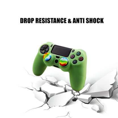 Oiokew Silicone Skin for PS4 Controller - Anti-Slip Shell Cover Case with 10 Joystick Grips - Dark Glow, Compatible with DualShock 4